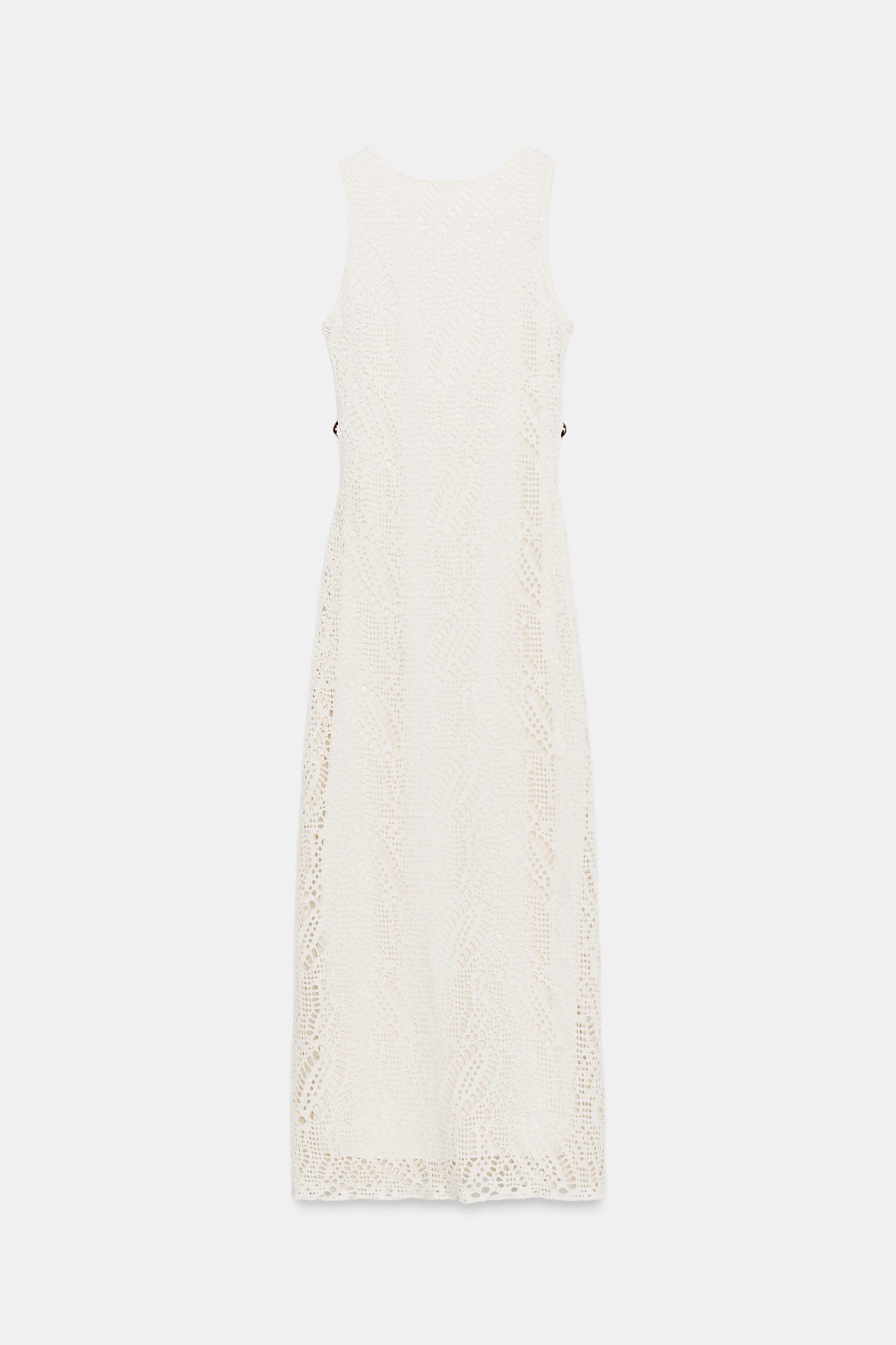 CROCHET TRIM MIDI DRESS